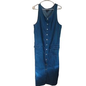 Blue J. dark‎ was button down maxi denim sleeveless dress